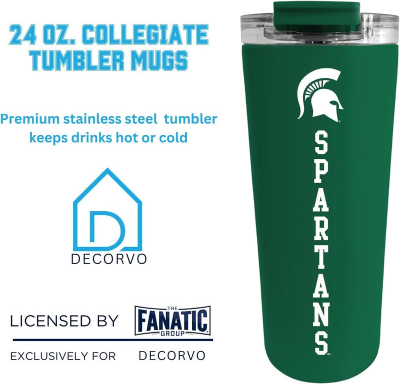 Decorvo Officially Licensed Collegiate Stainless Steel Tumbler - Double Walled Insulated Travel Tumbler - 24 oz (Michigan St Green) - Image 3